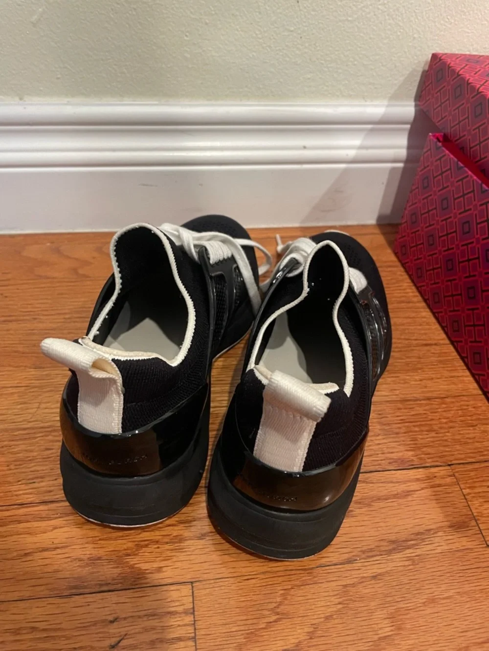 Tory Burch Women’s Black Athletic Sneakers with White Laces (size 8)